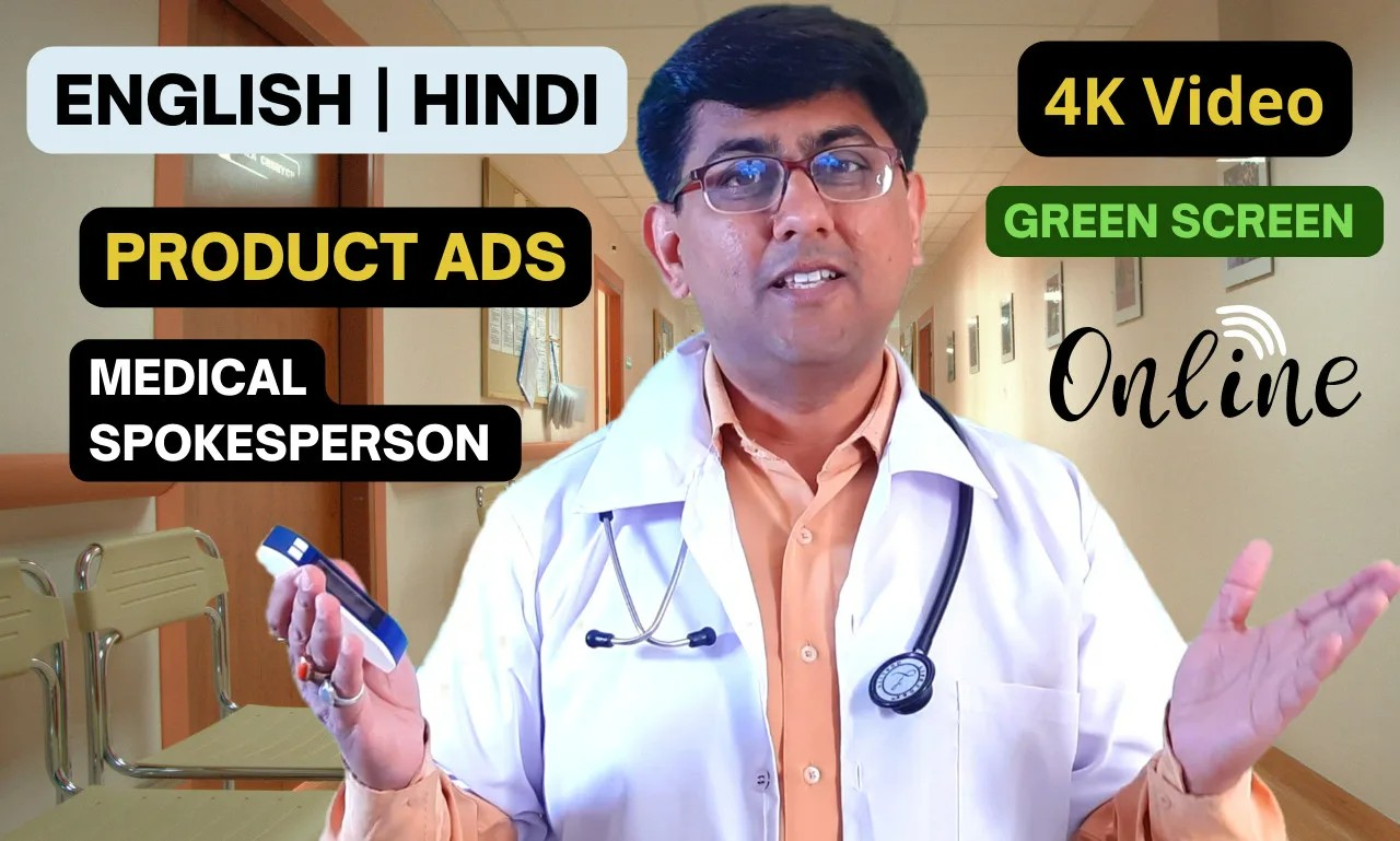 I will be medical spokesperson, doctor in english with green screen bg in 4k